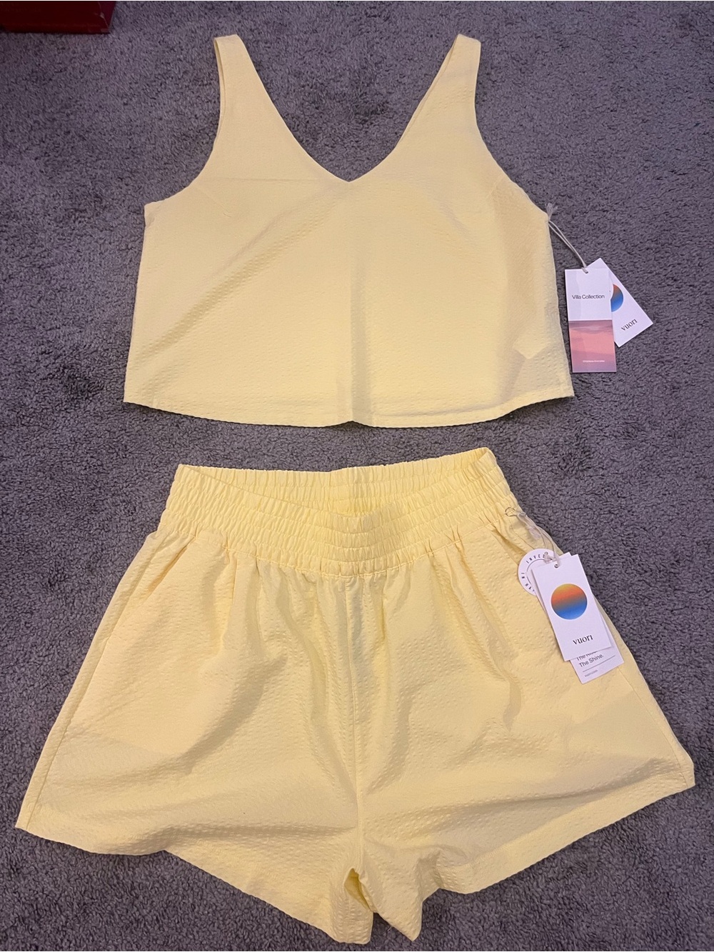 Vuori Two-Piece Yellow Tank & Shorts Set